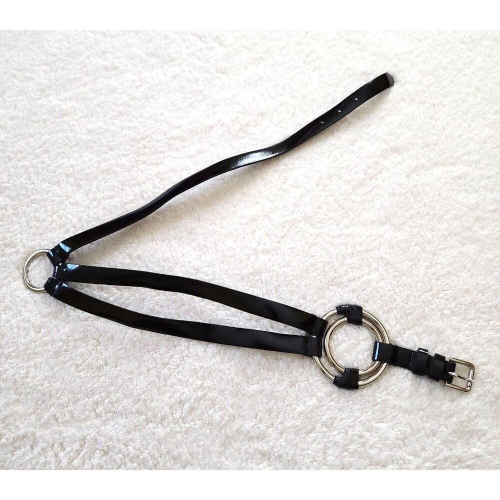 Vintage Sandy Duftler Designs Genuine Leather Belt Black Size Medium Made in USA